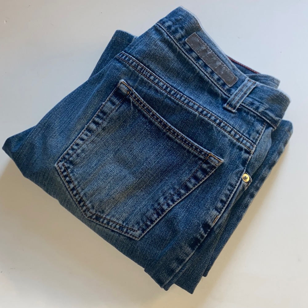 Perry Ellis Mens Straight Leg Jeans Medium Wash Blue 100% Cotton 32x30